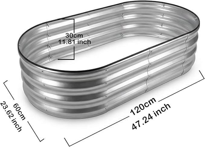 Raised Garden Bed, Metal Planter Box, Raised Planter, Outdoor Planting, 2 PCS of 4x2x1 ft, Silver