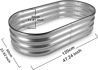 Raised Garden Bed, Metal Planter Box, Raised Planter, Outdoor Planting, 2 PCS of 4x2x1 ft, Silver