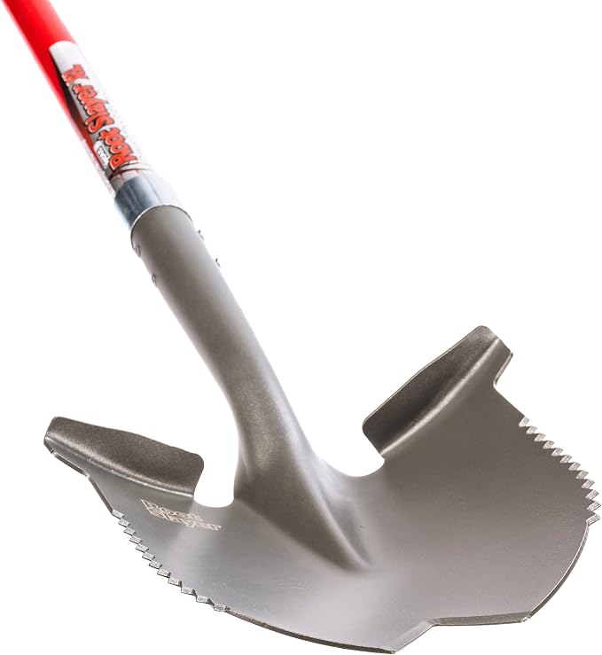 Root Slayer 23211 XL Round Point Digging Shovel for Gardening, Red