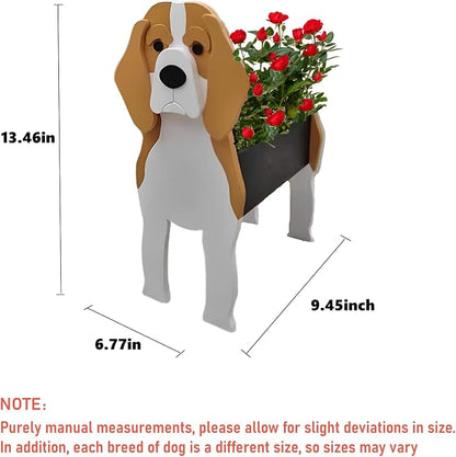 Beagle Dog Planter Pots, 9.45 x 6.77 x 13.46 Inches | Dog Flower Pot, Cute Animal Shaped Plant Pot, Gifts for Women & Pet Lovers, Indoor Outdoor Garden Home Office Decor