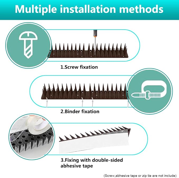 Bird Spikes, 20 Pack Outdoor Cat Squirrel Raccoon Pigeon Cat Animal Deterrent Spikes for Outside Anti Bird Defender Spikes Outdoor to Keep Birds Away (18.7 feet/5.7M)