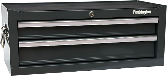 Workington Industrial 2 Drawers Portable Metal Intermediate Box, 26" Middle Tool Chest Cabinet with Ball Bearing Drawer Slides, Steel Tool Storage Box Organizer 4008 Gray