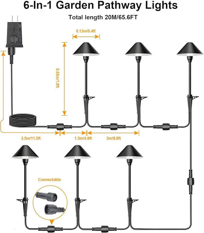 Low Voltage Pathway Lights with Transformer, 4H/6H/8H Cycle Timer | Plug and Play, Non-hardwired, Waterproof Low Voltage Landscape Lighting for Flower Bed Backyard Walkway Driveway, Set of 6