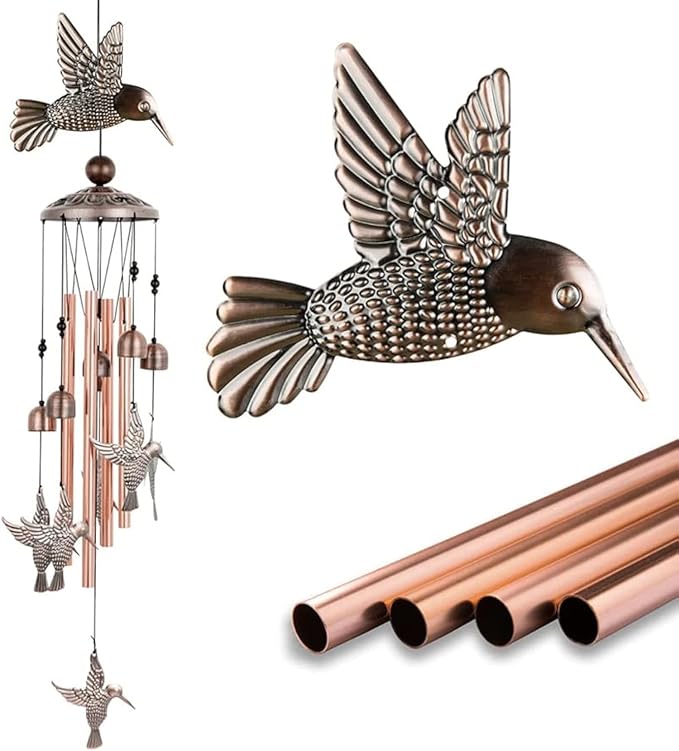 Hummingbird Wind Chimes Copper Alloy for Outdoor Decorations Garden Yard Trees Or As A Good Gift for Family Friends Colleague
