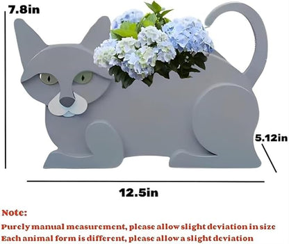 British Short Cat Planter, 12.5 x 5.12 x 7.8 Inches | Dog Flower Pot, Cute Animal Shaped Plant Pot, Gifts for Women & Pet Lovers, Indoor Outdoor Garden Home Office Decor