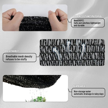 Cool Area 55% Sun Shade Cloth Mesh Tarp with Grommets for Plant Cover 8x8ft Patio Canopy Garden Pergola Greenhouse Car Barn Kennel Black