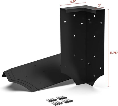 Raised Garden Bed Corner Brackets With Securing Lip | Fits Lumber up to 2 Inch x 12 Inch in Size | Set of 4 | DIY Flower or Vegetable Garden | Black