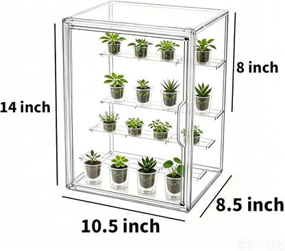 Mini Greenhouse Indoor, Clear Small Green House with Magnetic Door, Stackable Succulent Seed Starting Kit Children Nature Observation Station