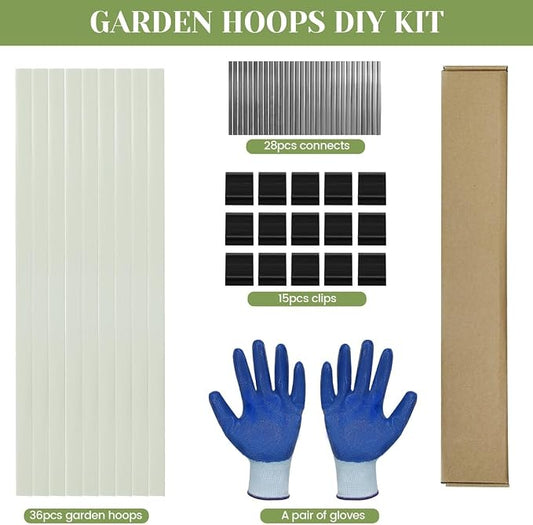 Greenhouse Hoops 36pcs, Sunwuk Garden Hoops for 1-3.5ft Wide Raised Bed, 9 Sets of 5.6ft Long Super Bendable Fiberglass Support Hoops Frame, Mini Greenhouse Strip for Row Cover (S Size)