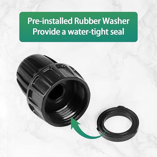 RedChili 6 Pcs 1/2 Inch Drip Irrigation Tubing to Faucet/Garden Hose Adapter, 3/4" FHT to 1/2" (1/2" ID x0.6-0.65" OD) Drip Irrigation Fittings Female Garden Hose Water Line System Connector