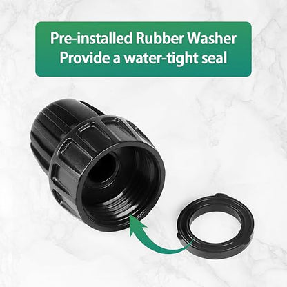 RedChili 6 Pcs 1/2 Inch Drip Irrigation Tubing to Faucet/Garden Hose Adapter, 3/4" FHT to 1/2" (1/2" ID x0.6-0.65" OD) Drip Irrigation Fittings Female Garden Hose Water Line System Connector