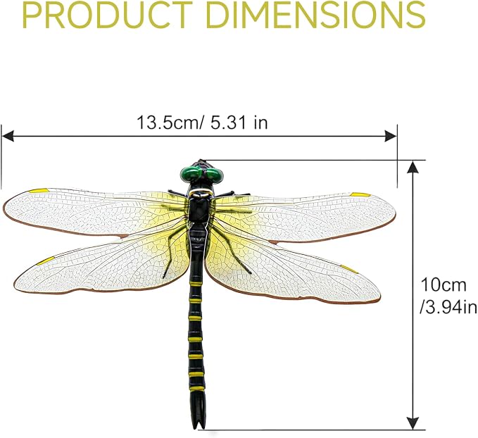 4 Pack Dragonfly Clips, Lifelike Fake Dragonfly Ornaments Outdoor Yard Garden Stakes for Hat,Deer and Horse, Fly Scare Devices for Indoor Outdoor Garden Patio Plants (4 Pack)