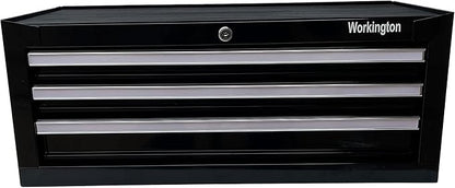 Workington Industrial 3 Drawers Portable Metal Intermediate Box, 26" Middle Tool Chest Cabinet with Ball Bearing Drawer Slides, Steel Tool Storage Box Organizer 4009 Black