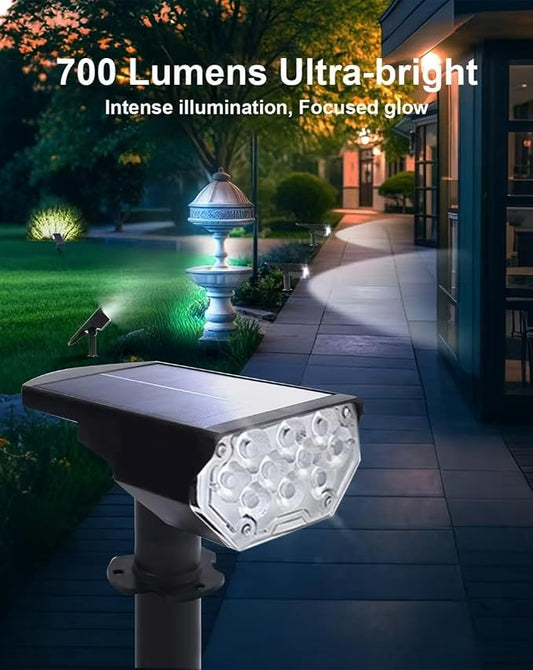 2 Pack Solar Spot Lights Outdoor Waterproof, 20 LEDs Bright Landscape Spotlights Dusk to Dawn, Cool White Adjustable Uplights for Yard Tree House Garden Wall Pathway, IP65