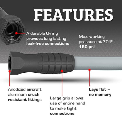 Flexzilla Colors SwivelGrip Garden Hose 5/8 in. x 5 ft., Lightweight All-Weather Water Hose, Durable and Flexible, Leak-Free Connections, Slate Grey