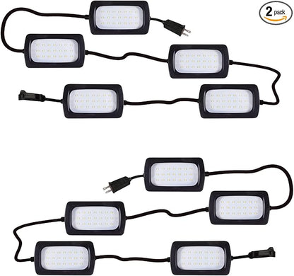 Owleye 50FT Led String Work Light 85W 8000LM Waterproof Construction String Lights Linkable Temporary Work Lighting Outdoor Indoor Worklight (5 Light Heads)-2 Pack