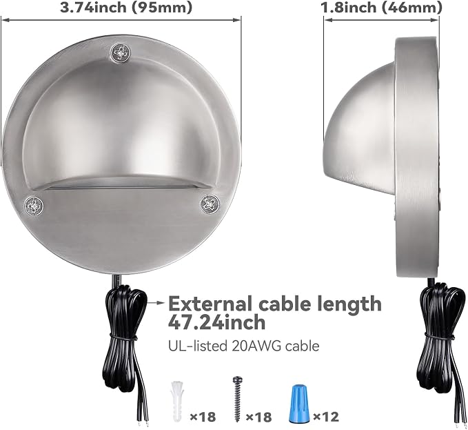 LEONLITE 6-Pack 5CCT 3.74inch Low Voltage LED Deck Lights, Satin Nickel | 180LM, 12-24V AC/DC, CRI90, UL Listed, Die-cast Aluminum Housing, Frosted Glass Lens, 1800K/2700K/3000K/4000K/5000K