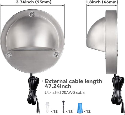 LEONLITE 6-Pack 5CCT 3.74inch Low Voltage LED Deck Lights, Satin Nickel | 180LM, 12-24V AC/DC, CRI90, UL Listed, Die-cast Aluminum Housing, Frosted Glass Lens, 1800K/2700K/3000K/4000K/5000K