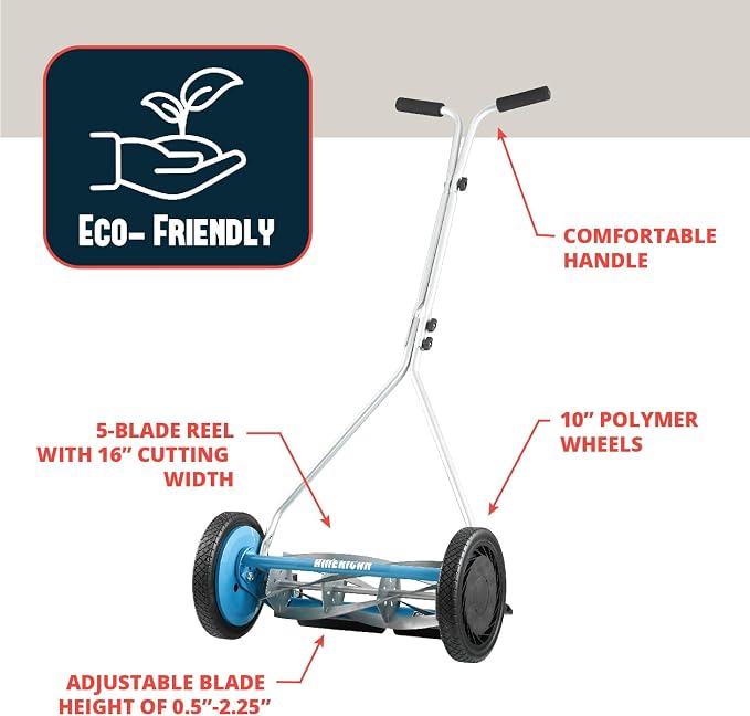 American Lawn Mower 1415-16SK2 16-Inch 5-Blade Reel Mower with Sharpener