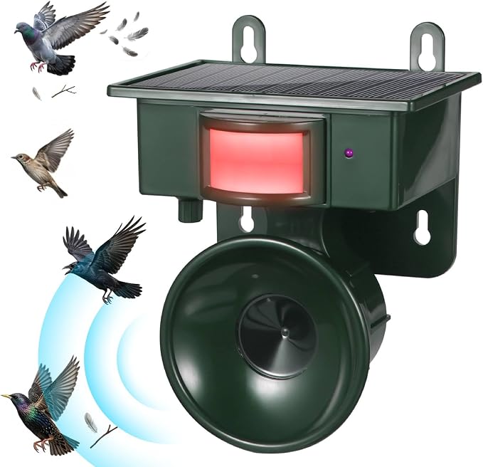 2026 Solar Ultrasonic Bird Repellent Devices Outdoor,Best Bird Deterrent for Pool,Pigeon Repellent for Balcony,Keep Crows Sparrows Starlings Out of Fruit Trees,Swimming Pool,Patio,Roof
