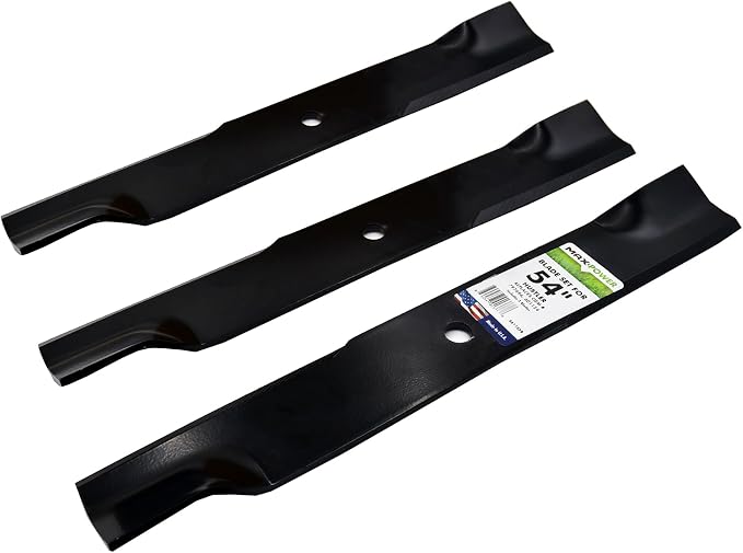 Maxpower 561133B USA MADE 3 Blade Set | For 54" Cut Hustler Mowers Replaces 601124, 797696, Spartan 438-0001-00