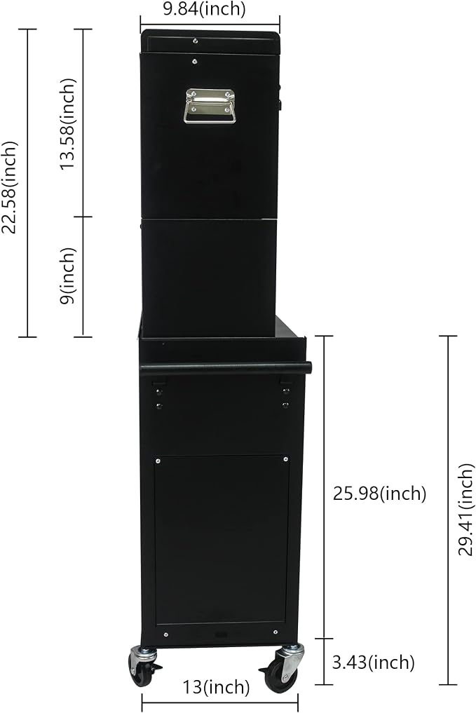 6-Drawer Tool Chest, Detachable Top for Garage, Black 3Set | Rolling Mobile Storage Cabinet Organizer with Lockable Wheels for Workshop Utility, Heavy Duty Metal Construction