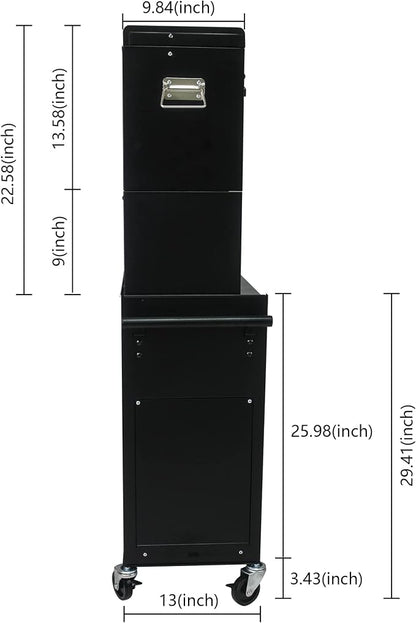 6-Drawer Tool Chest, Detachable Top for Garage, Black 3Set | Rolling Mobile Storage Cabinet Organizer with Lockable Wheels for Workshop Utility, Heavy Duty Metal Construction