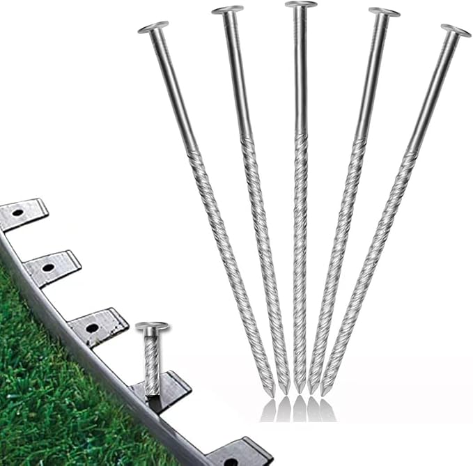 Artificial Turf Stakes Landscape Edging Stakes Spiral Stainless Steel Anchoring Spikes for Landscaping Edging, Weed Barrier, Lawn Edging,Tent Stakes, 6 in 11 Pcs