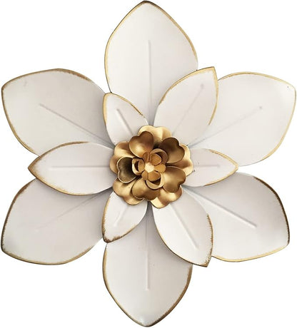 Metal Flower Wall Art Decor, 10“ Rustic Modern Floral Sculpture, Distressed Iron Wall Hanging Home Decoration Accent Artworks for Indoor Kitchen Bedroom Living Room Office Outdoor Garden Patio | Distressed Iron Wall Hanging Home Decoration Accent Artwo...