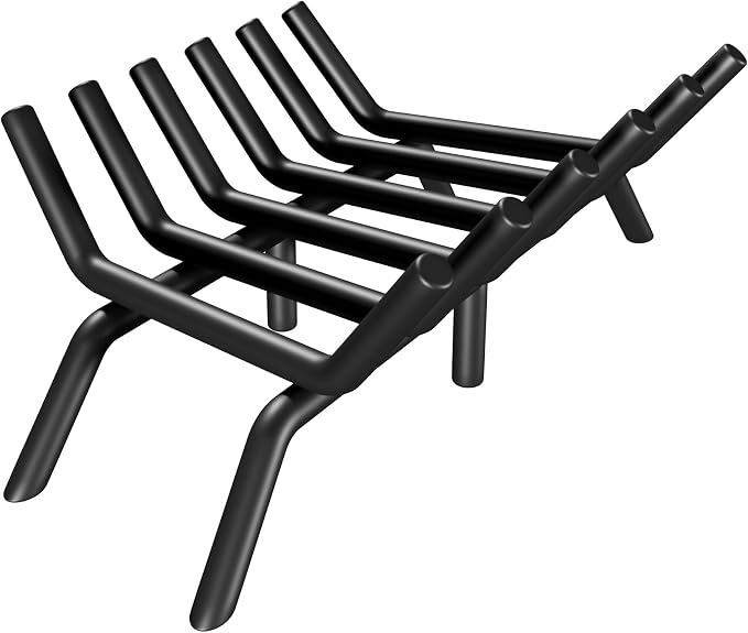 SUZLON Fireplace Grate 17 inch 6 Bar Fireplace Log Grate Heavy Duty Solid Steel Indoor Chimney Hearth with 6 Enhanced Stability Legs Kindling Tools Pit Wood Stove Firewood Burning Rack Holder