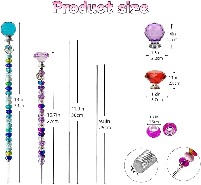 320 Pcs Beadable Items - DIY 10&12 Inch Fairy Wand Beaded Garden Stakes Decorative Kit, Fairy Garden Accessories Outdoor Kit for Different Festivals