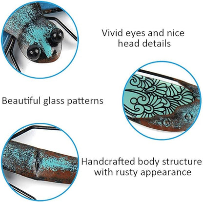 LIFFY Metal Dragonfly Wall Decor - Outdoor Garden Art for Patio, Living Room, Bedroom - Dragonfly Gifts (14inch, Metal & Glass)
