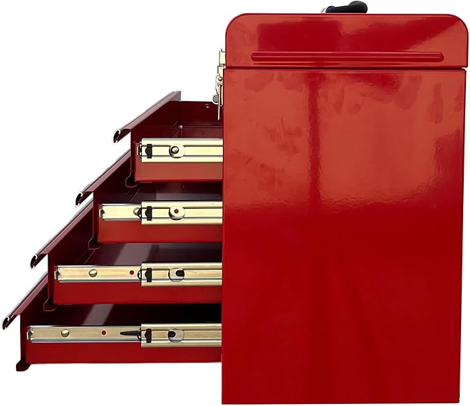 Workington Portable Metal Tool Chest with 4 Drawers, 20" 4-Drawer Tool Chest Cabinet with Ball Bearing Drawer Slides, Steel Tool Storage Box Organizer 4004 Red