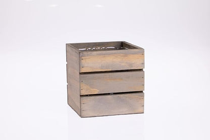 Wood Planter Box with Wine Crate Styled, 5 Inch Square, Rustic Barn Wood, Plastic Liner, Wedding Flowers Holder, Home and Venue Decor, (5x5 Wine Crate Set of 4)