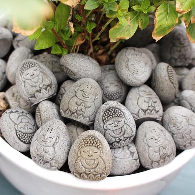 20Pcs Mini Resin Stone Buddha Statues - Garden & Fish Tank Decor, Zen Buddhist Ornaments for Bonsai, Pathways, Terrace Relief Sculptures