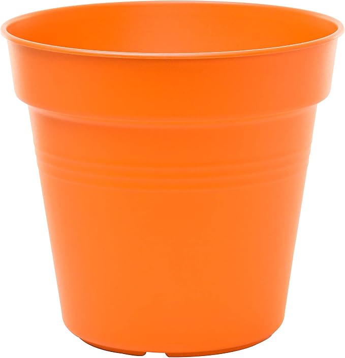 Mintra Garden Pots, 4 Pack Bulk Plastic Plant Pots with Drainage Tray, Round Indoor & Outdoor Decorative Planters with Drain Holes for Flowers, Herbs & Plants, 19cm Diameter – Orange, 7.5 in