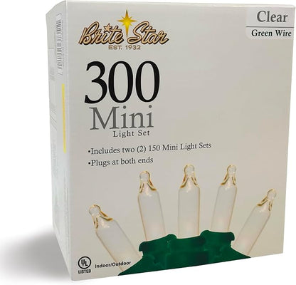 Brite Star 300 Count Mini String to String Lights, Green Wire, Clear