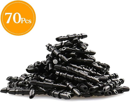 70 Pack Drip Irrigation Universal 1/4" Barbed Coupling Fitting, Barbed Connectors for 1/4" Drip Tubing