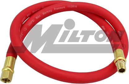 Milton 2760-3LH Air Leader Hose, 3/8" x 3 ft. Rubber Hose - 1/4" NPT Brass Ends - 300 Max PSI