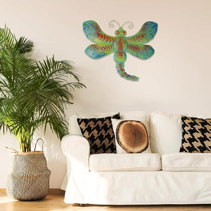 dreamskip 26" Metal Dragonfly Outdoor Wall Decor, Large 3D Wall Art for Yard Patio Fence Decoration, Garden Wall Decor Gift for Mom Women (Bronze)
