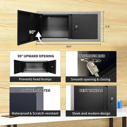 JZD Metal Wall Cabinet with Two Lockable Doors, Steel Wall Chest for Kitchen Warehouse Home Office Garage