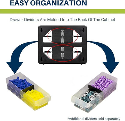 Akro-Mils 16-Drawer Plastic Drawer Storage Cabinet for Garage Organization, Beads, Makeup Organizer, Building Bricks Storage, Teacher Toolbox, 10-1/2" W x 6-1/2" D x 8-1/2" H, 10116 Black (Pack of 2)
