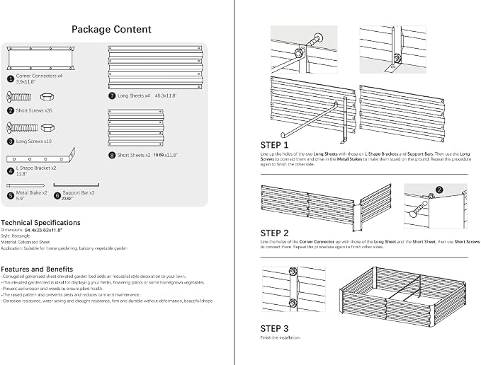 8x2x1ft Green Metal Raised Garden Bed Kit, Galvanized Outdoor Planter Box for Vegetables, Flowers, Herbs, and Succulents,120 Gallon Capacity