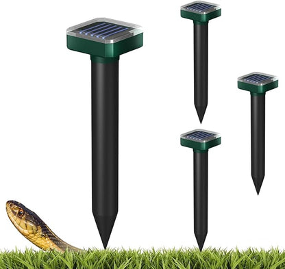 Snake Away for Outdoors, Solar Powered Snake Repellent for Yard - Sonic Snake Deterrent, Waterproof & Pet Safe for Garage, Lawn, Home Use (4)
