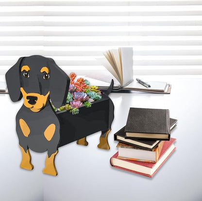 Dachshund Dog Planter Pots, 9.45 x 7.5 x 13.39 Inches | Dog Flower Pot, Cute Animal Shaped Plant Pot, Gifts for Women & Pet Lovers, Indoor Outdoor Garden Home Office Decor