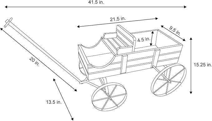 Shine Company Decorative Wagon Garden Planter, Wooden Wagon Yard Décor for Outdoor Plants, Small, Gray