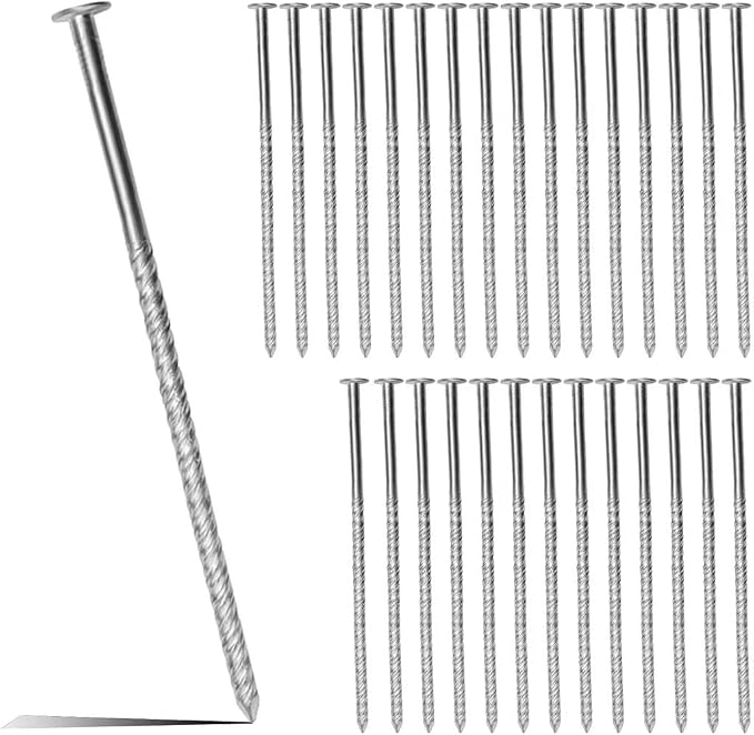 Artificial Turf Stakes Landscape Edging Stakes Spiral Stainless Steel Anchoring Spikes for Landscaping Edging, Weed Barrier, Lawn Edging,Tent Stakes, 6 in 37 Pcs