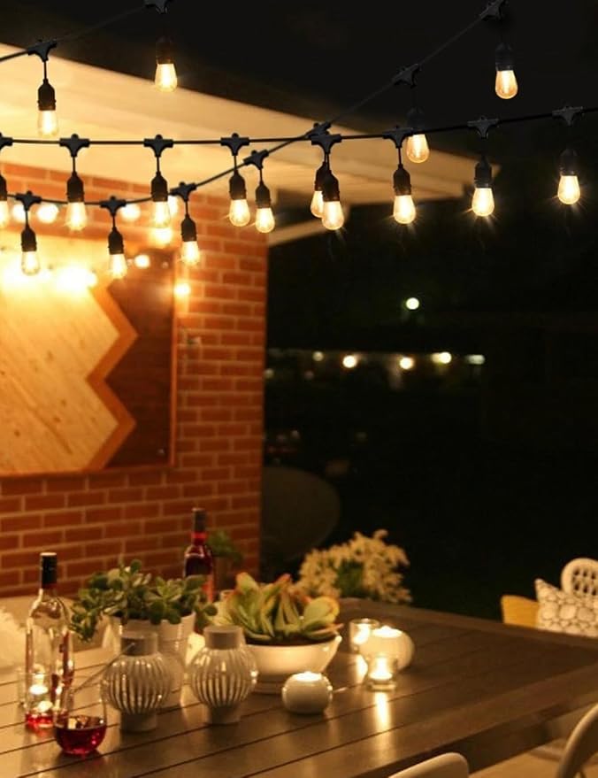 Svater Outdoor Led String Lights 36 FT, Patio Lights for Outside with 13pcs S14 Shatterproof Bulbs, 1 Watt E26 Dimmable, IP65 Waterproof, Commercial Grade Bistro Light 2700K Warm White