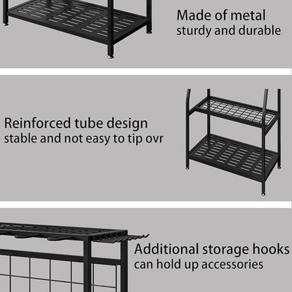 Garden Tool Organizer Yard Tool Tower Rack Shed Organization | Garage Organizers Yard Tool Organizer Heavy Duty Storage up to 60 Long Handled Sturdy Metal Steel Holder with Hooks