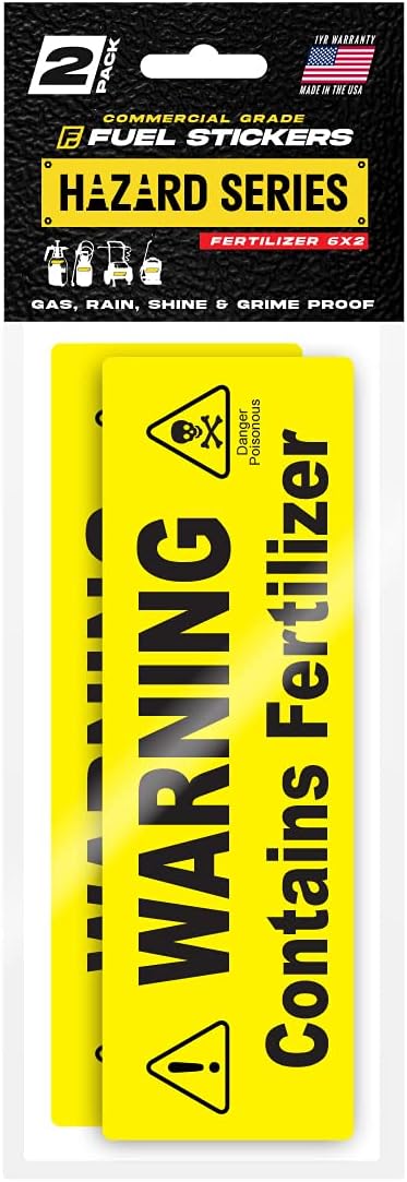 Fertilizer Stickers - Warning Label Signage for Pump and Garden Sprayers: Weather and Fade Resistant, Extreme Stick, Commercial Grade, Fertilizer Labels - USA Made (10 Labels)